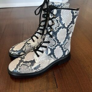 NEVER WORN - STUART WEITZMAN SNAKESKIN COMBAT BOOTS